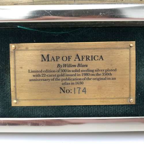 Map of Africa by Willem Blaeu - Limited edition in sterling silver with 22ct gold plating