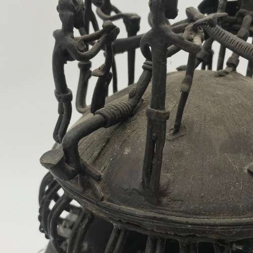 Ashanti Bronze pot with Chief and Tribal members on lid