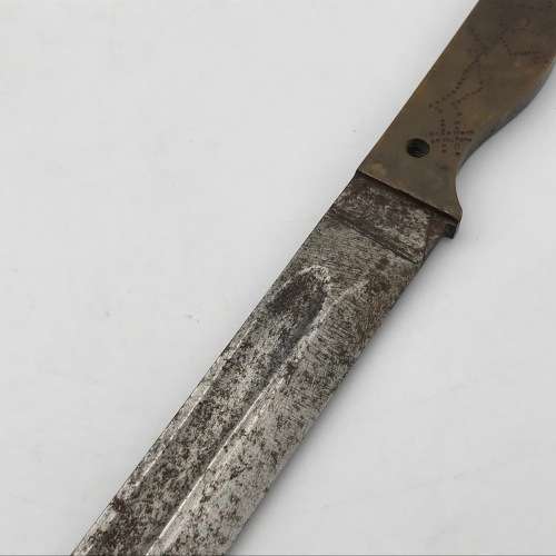 1944 Italy WW2 Prisoner of War trench art combat knife made of Carcano bayonet
