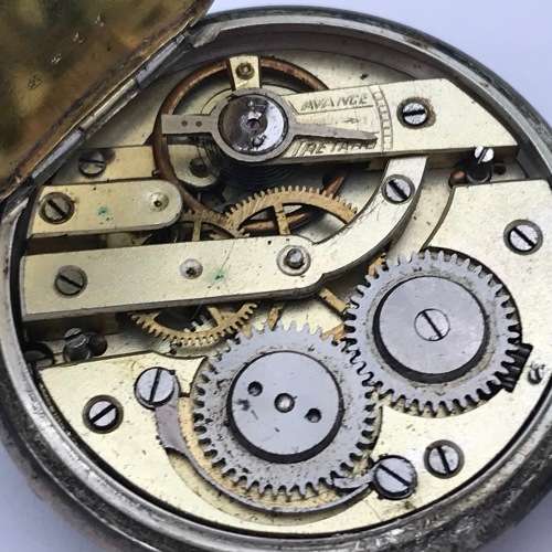 Antique silver pocket watch with horse motif - Working