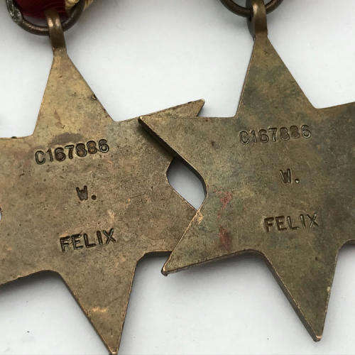 Set of 6 WW2 medals issued to C167886 W. Felix