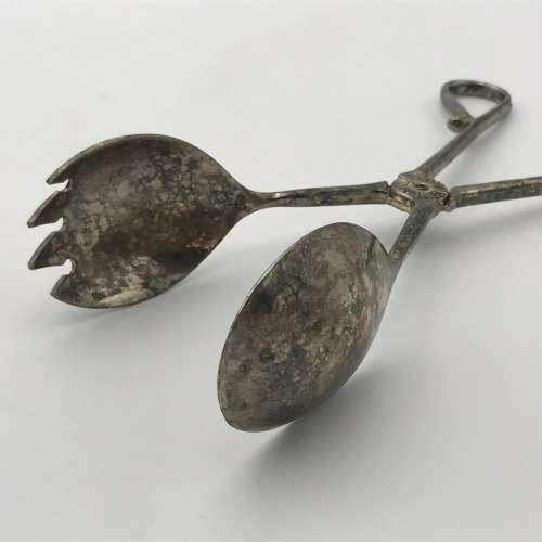 Vintage silver plated salad tongs