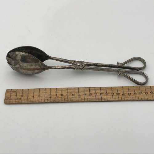 Vintage silver plated salad tongs