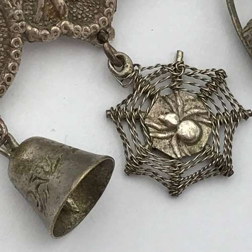 Vintage Chinese silver plated charm brooch - no pin