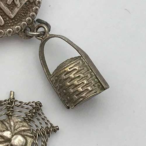 Vintage Chinese silver plated charm brooch - no pin