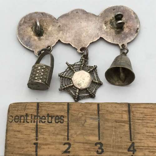 Vintage Chinese silver plated charm brooch - no pin