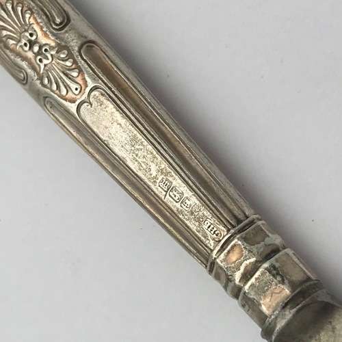 Set of 6 Antique Leverly Bros. butter knives Hallmarked silver handles