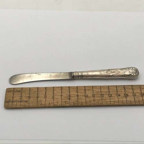 Set of 6 Antique Leverly Bros. butter knives Hallmarked silver handles