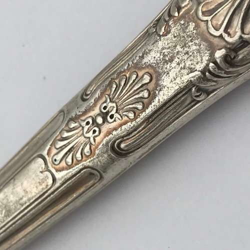 Set of 6 Antique Leverly Bros. butter knives Hallmarked silver handles