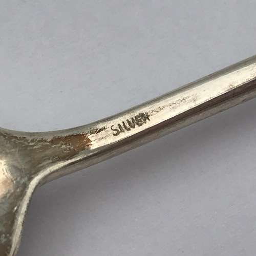 Set of 6 vintage silver spoon with enamel handles - weighs 109 grams