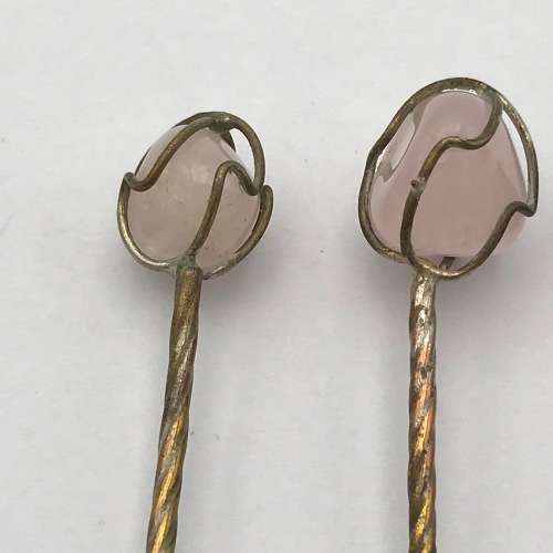 Set of 6 coffee spoons with semi precious stones