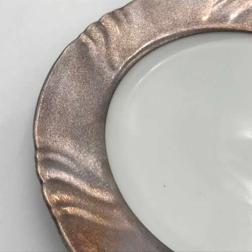 Vintage Thomas Germany porcelain plate with silver plated trimming
