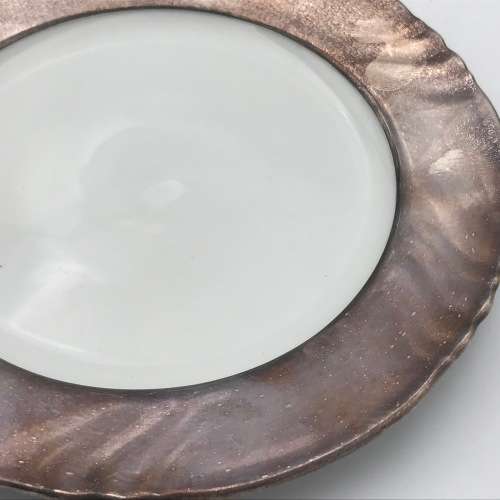 Vintage Thomas Germany porcelain plate with silver plated trimming