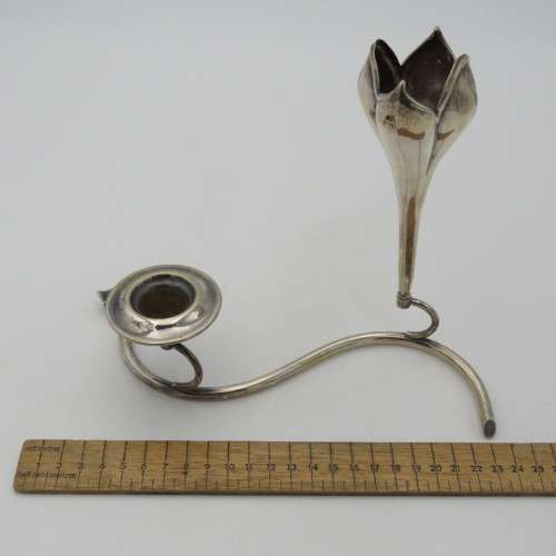 Vintage silverplated candle stick with flower vase