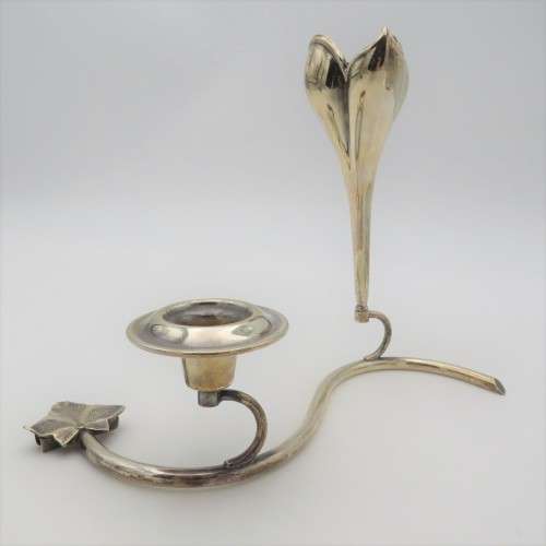Vintage silverplated candle stick with flower vase