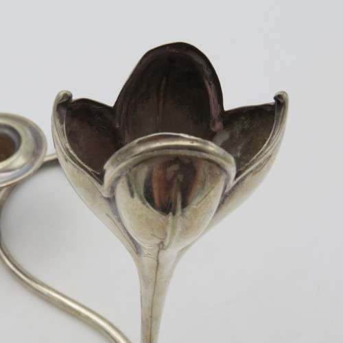 Vintage silverplated candle stick with flower vase