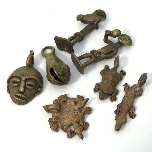 Lot of 7 vintage brass castings - Ashanti Tribe - lost wax method