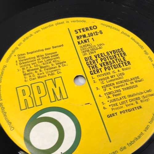 Gert Potgieter Die Veelsydige RPM 5012-5 Stereo 1969 record in excellent condition - 33 1/3 rpm