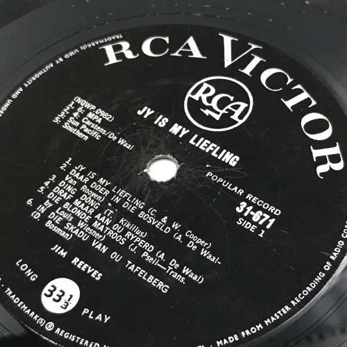 Jim reeves Afrikaans Record RCA 31-671 - Jy is my liefling - scarce and in excellent condition