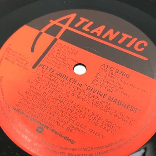 Bette Midler Divine Madness Lp - ATC 9760, 1980 Atlantic - WEA Records - 33 1/3 rpm