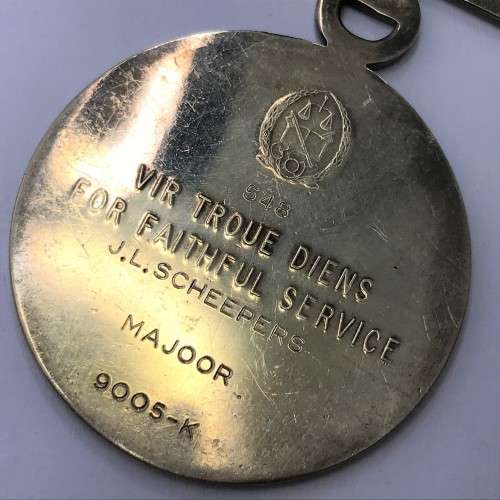 Set of SA Prison Service medals issued to Major J.L. Scheepers