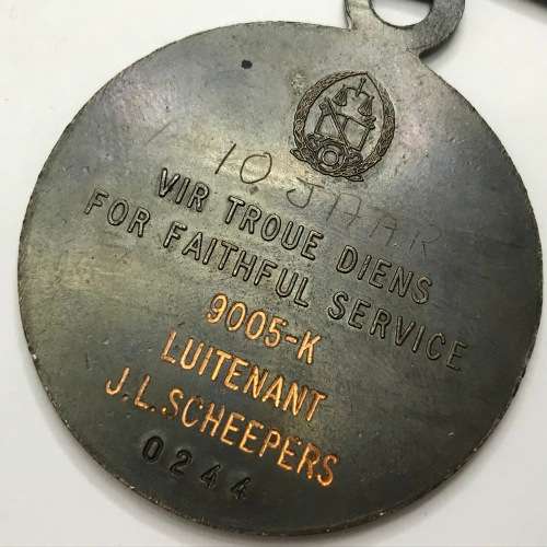 Set of SA Prison Service medals issued to Major J.L. Scheepers
