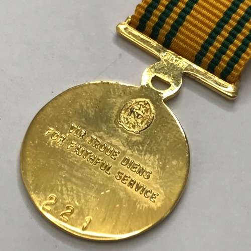 Pair of SA Prison Service miniature medals - 20 Year #489, 30 year #221