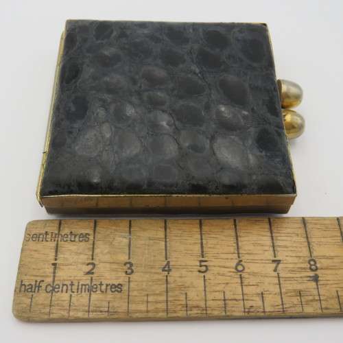 Vintage crocodile leather powder compact