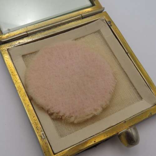 Vintage crocodile leather powder compact