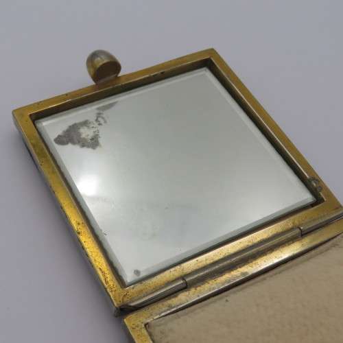 Vintage crocodile leather powder compact