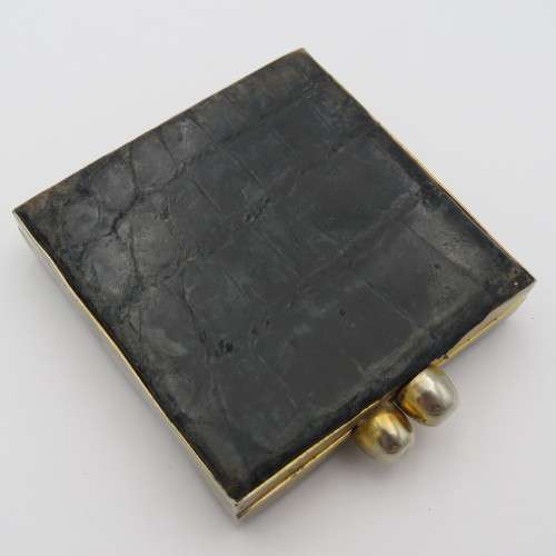 Vintage crocodile leather powder compact