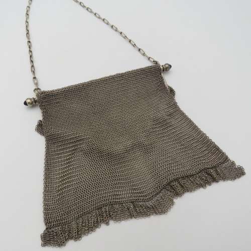 Vintage silverplated mesh purse with pocket mirror