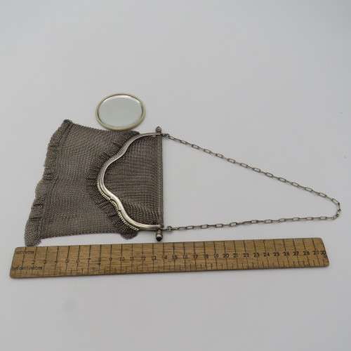 Vintage silverplated mesh purse with pocket mirror