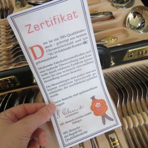 SBS Edelstahl Rostfrei 110 piece cutlery set (12 setting) in suitcase - High quality