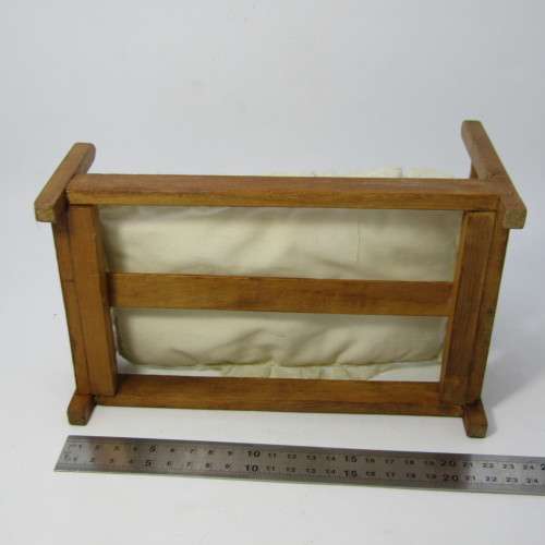 Vintage wooden Dolls House furniture - Bed and Bedside table