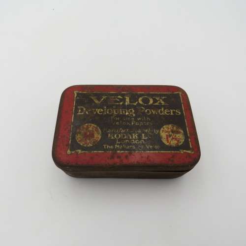 Vintage Velox developing powders made by Kodak in original tin