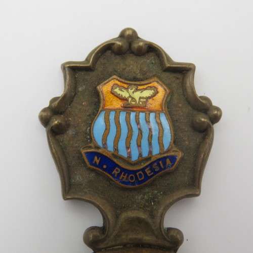 Vintage Northern Rhodesia brass spoon with (1939-1953) caddy emblem