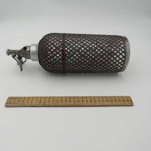 Vintage IDS Soda stream bottle with mesh made in - Czecho Slovakia