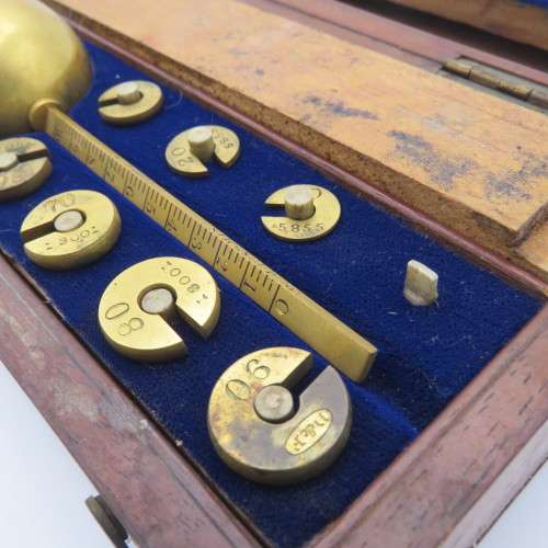 Antique Dring and Fage Brass Sikes`s Hydrometer in original wooden box