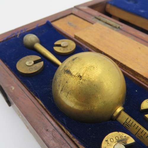 Antique Dring and Fage Brass Sikes`s Hydrometer in original wooden box