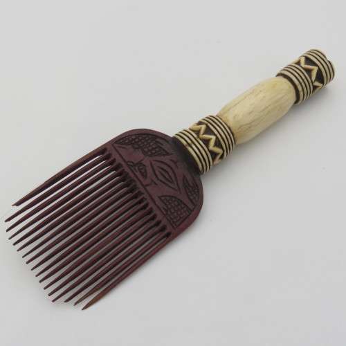 Antique African bone and wood comb - some damage