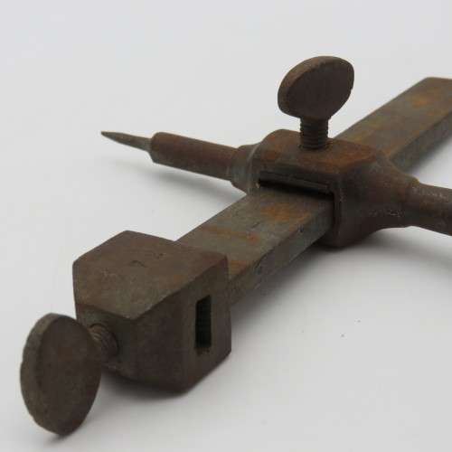 Vintage leather circle cutting tool with bone handle