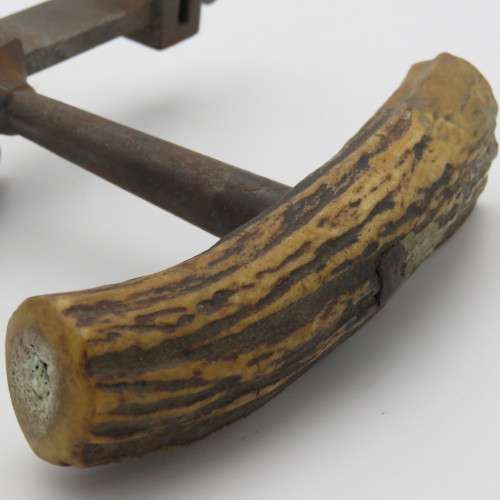 Vintage leather circle cutting tool with bone handle