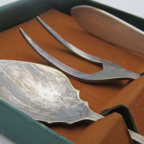 Vintage EPNS bread table set with butter knife , pickle fork and jam spoon