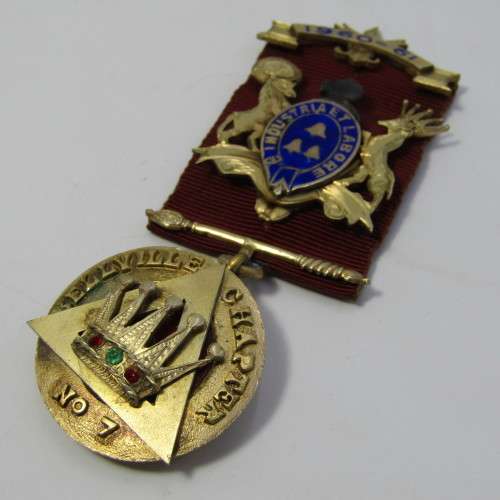 Masonic items of T . Potts in leather case with many items