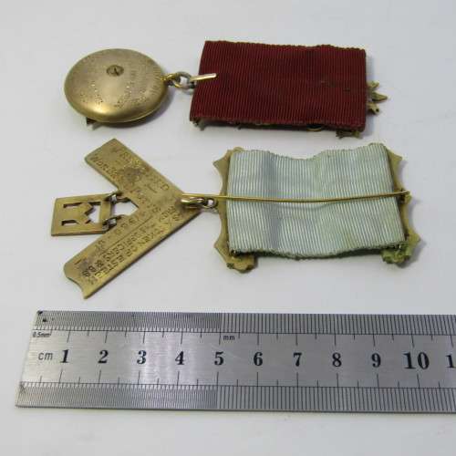Masonic items of T . Potts in leather case with many items