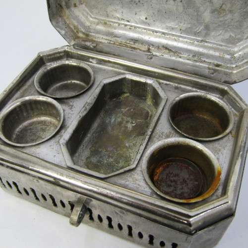 Antique writing travel tin engraved O.L. Dal. Val