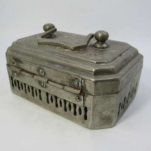 Antique writing travel tin engraved O.L. Dal. Val