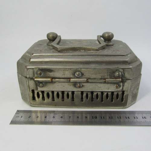 Antique writing travel tin engraved O.L. Dal. Val