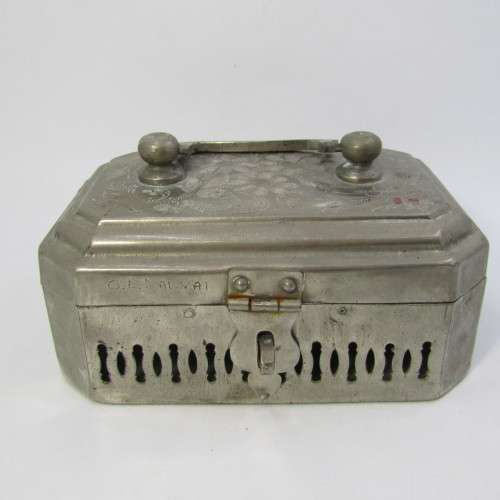 Antique writing travel tin engraved O.L. Dal. Val